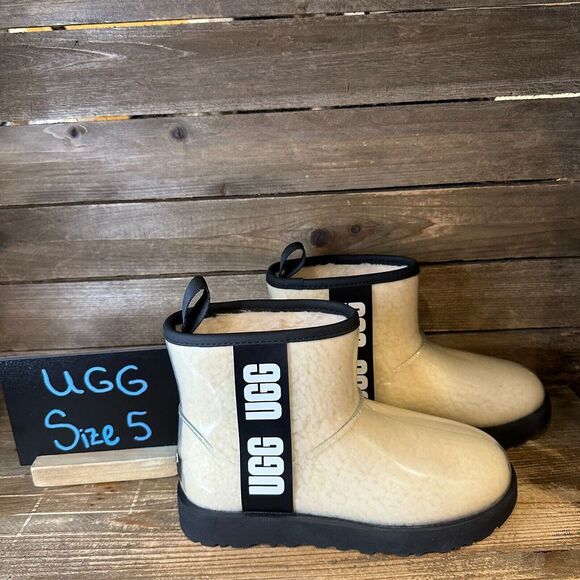 UGG Shoes - New NWOB Womens UGG‎ Classic Clear Plastic Ivory Ankle Lined Mini Boots Size 5 M